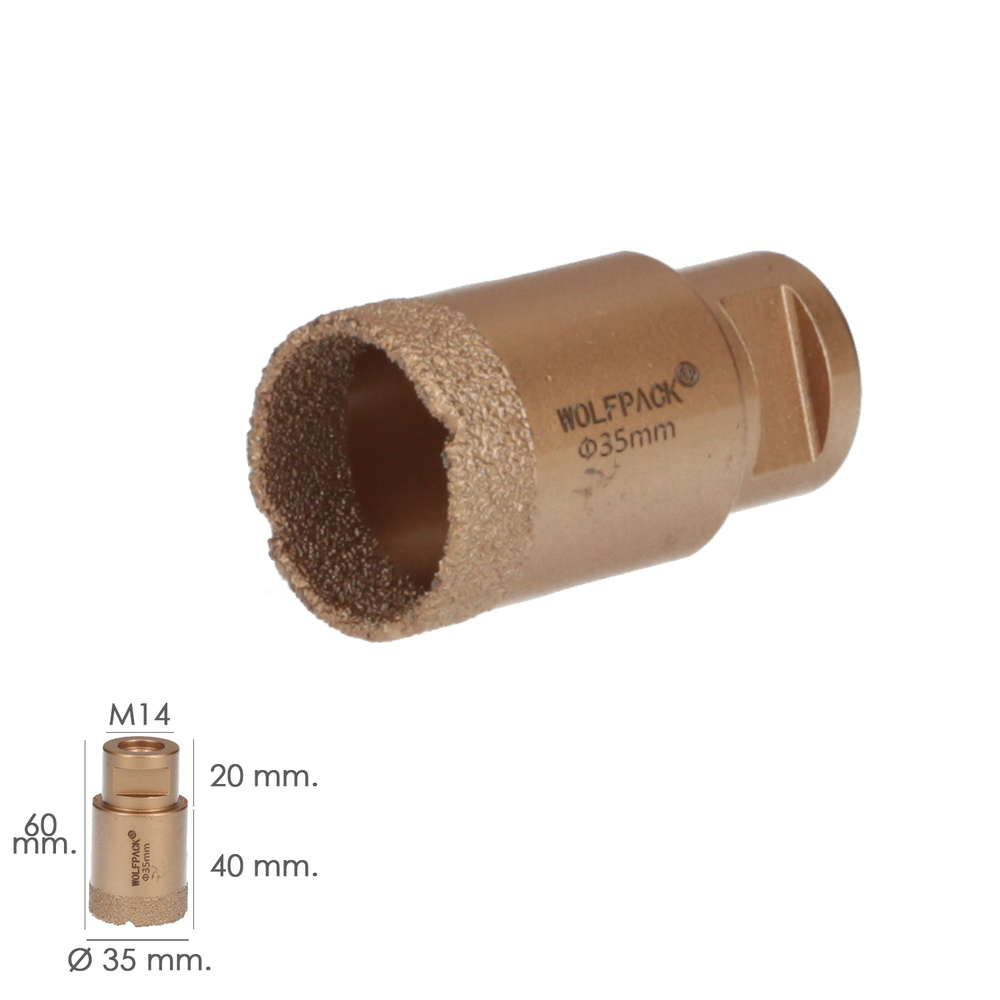 Corona Diamante Para Amoladora Ø 35 mm. Conexión Rosca M14. Corte Seco - Imagen 2