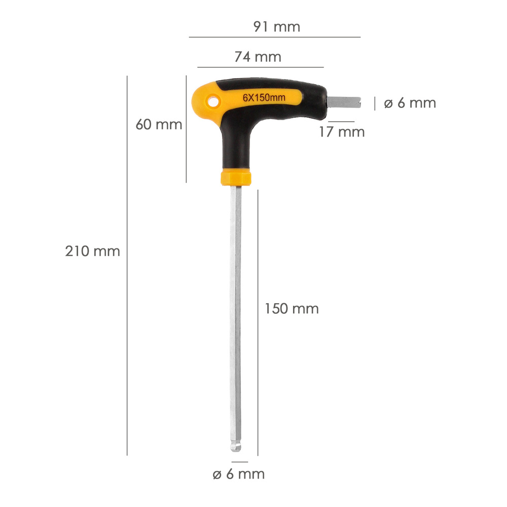 Llave Allen Con Bola Mango Bimaterial "Soft Touch" Forma T 6,0 mm. Acero Cromo Vanadio, Destornillador allen, llave hexagonal - Imagen 2
