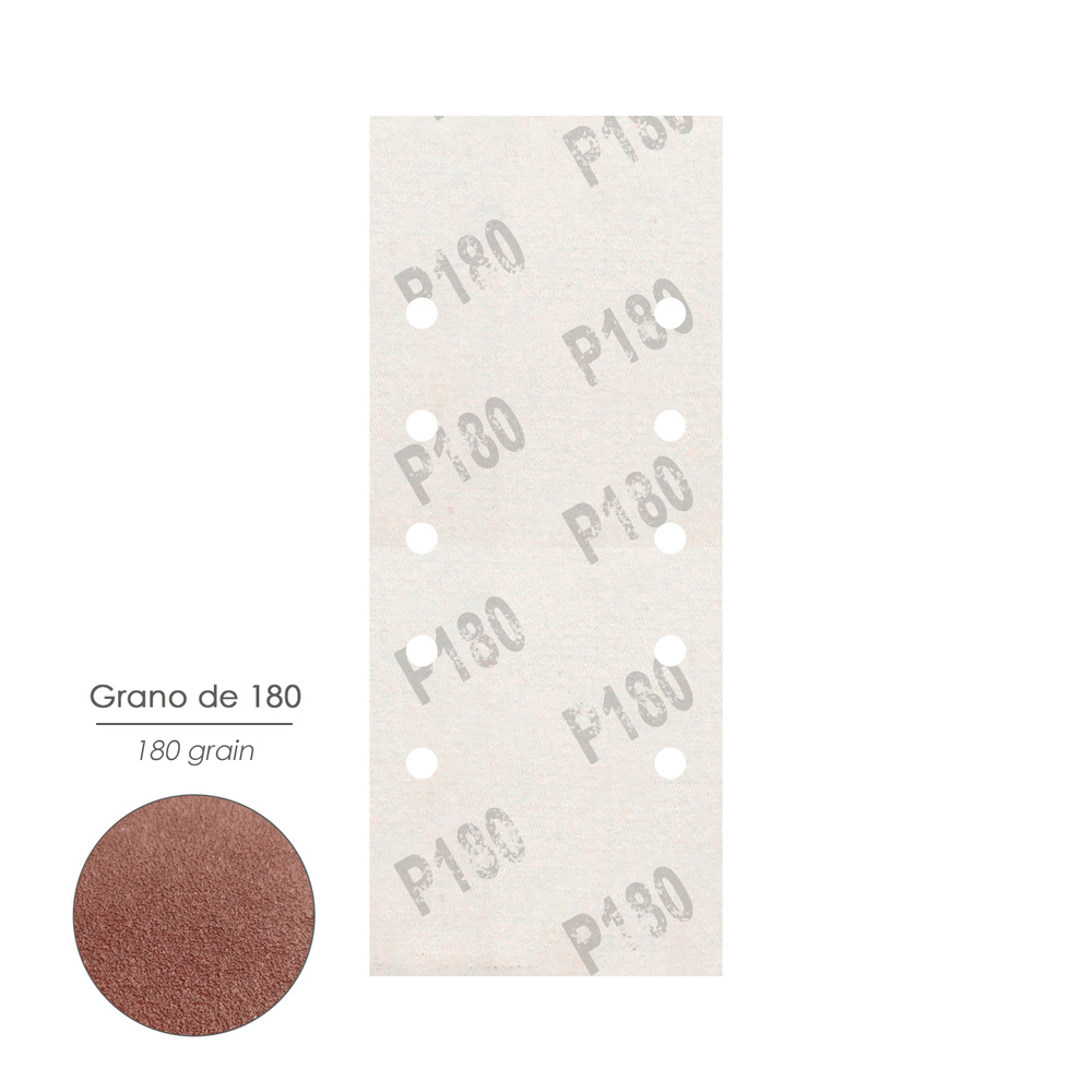 Lija Recambio Con Velcro 115x280 mm. con Agujeros Grano 180 (10 Piezas) - Imagen 3