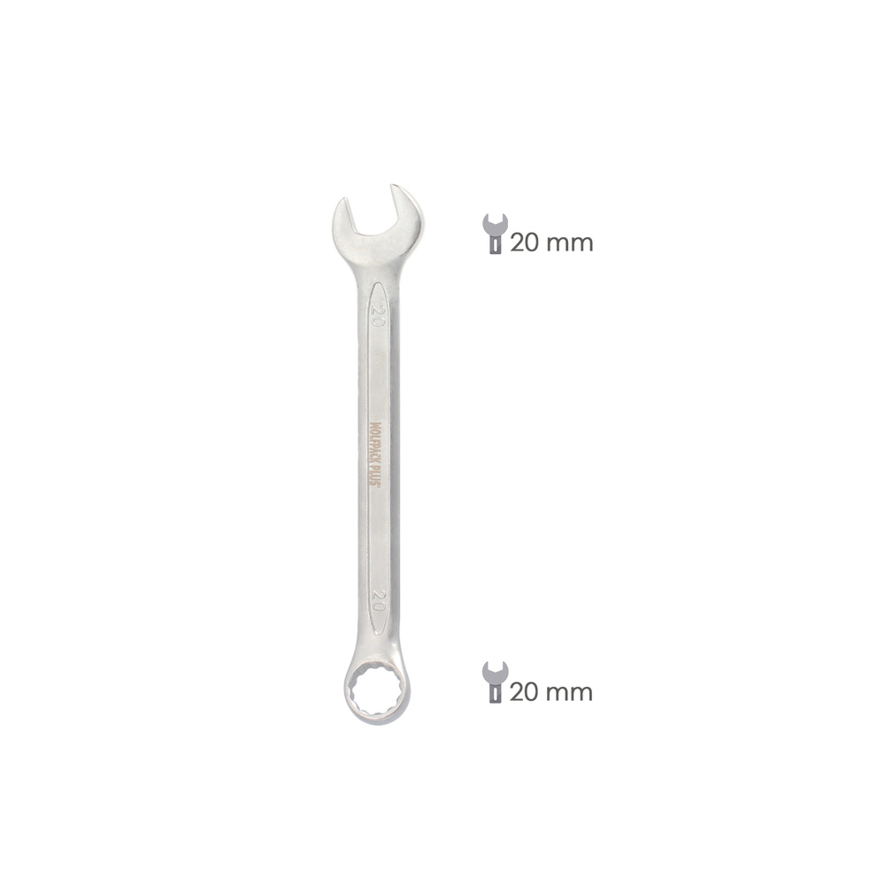 Llave Combinada Plus 20x20 Acero Cromo Vanadio DIN 3113. Llave Doble Boca, Llave Fija, Llave Estrella - Imagen 2