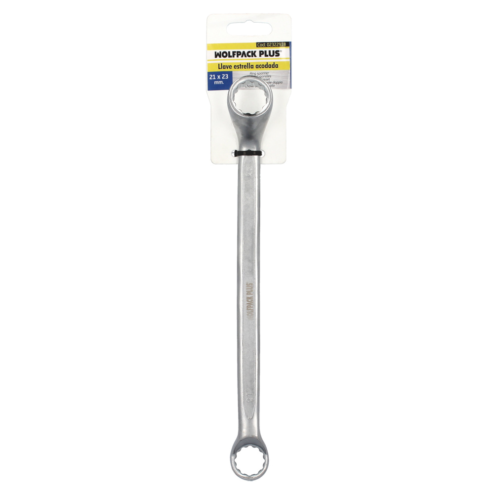 Llave Estrella Acodada Plus Acero Cromo Vanadio 21x23 DIN 838. Llave Doble Boca Acodada, Llave Fija Estrella Acodada - Imagen 3