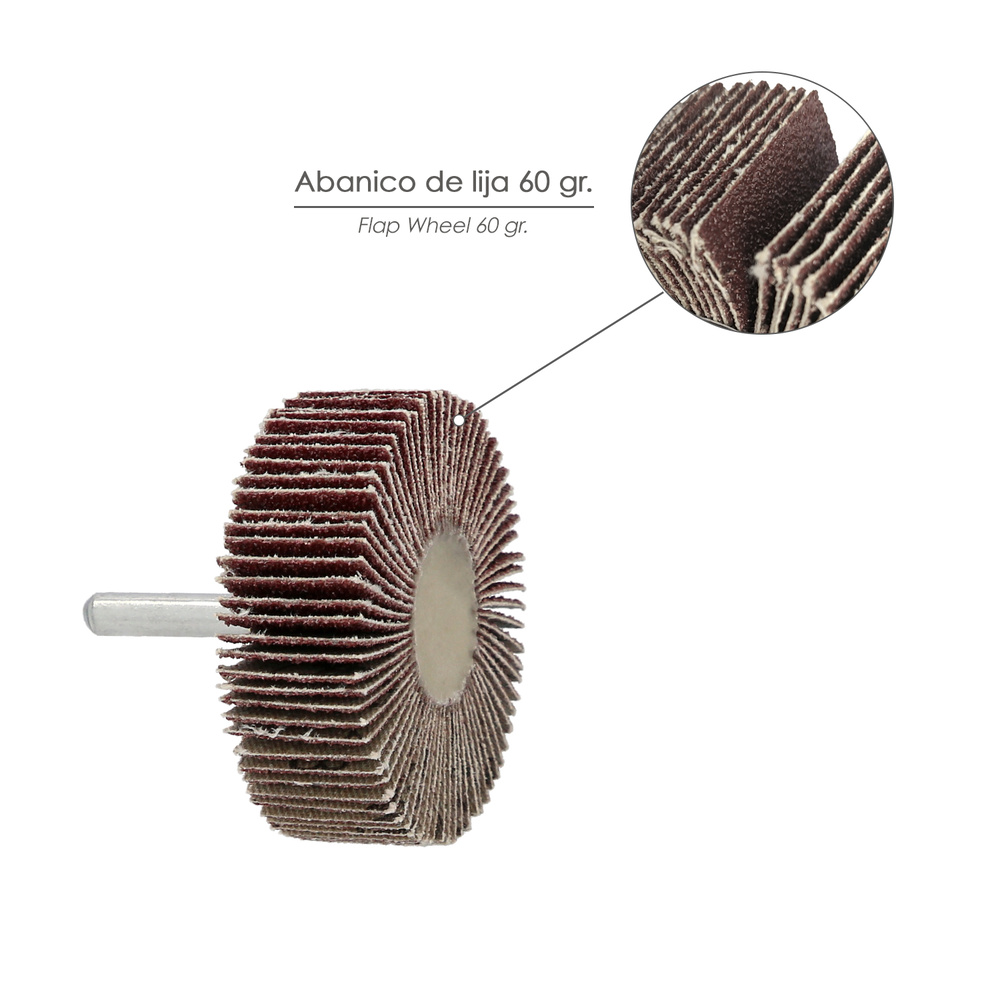 Abanico Lija Grano 60 Medida Ø 60 x 20 mm. Disco Abrasivo Laminas, Ruedas Mil Hojas, Ruedas Abrasivas,Lijado,Desbaste,Pulir - Imagen 3