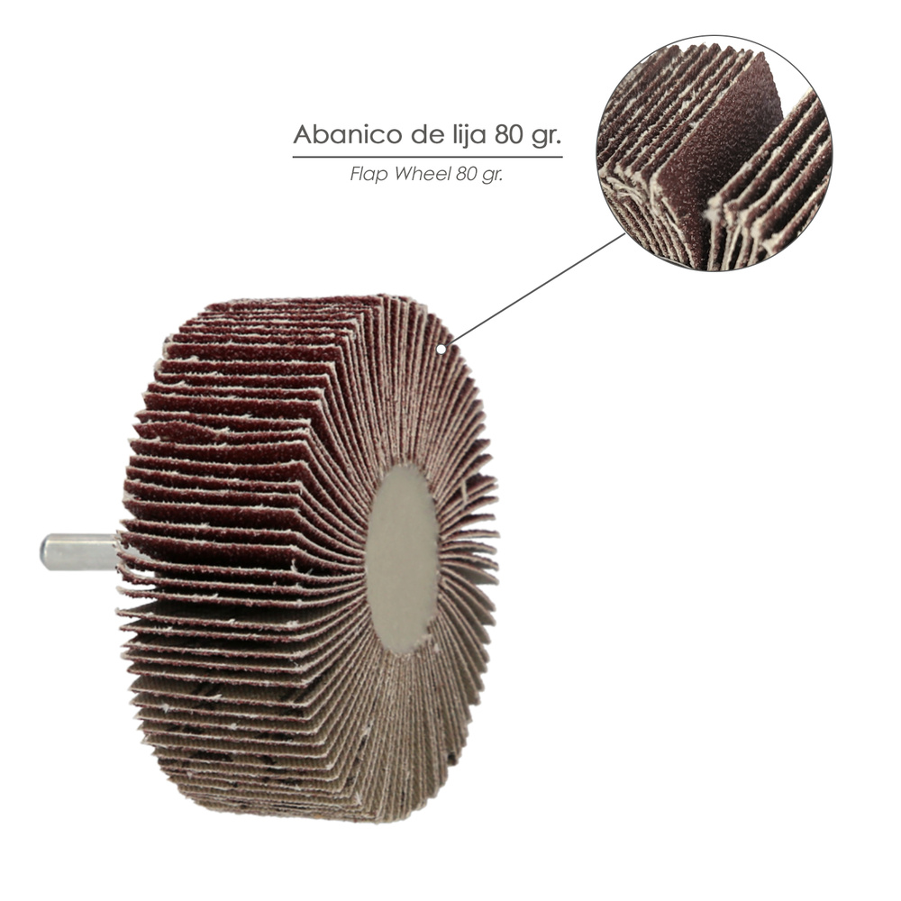 Abanico Lija Grano 80 Medida Ø 80 x 30 mm. Disco Abrasivo Laminas, Ruedas Mil Hojas, Ruedas Abrasivas,Lijado,Desbaste,Pulir - Imagen 3