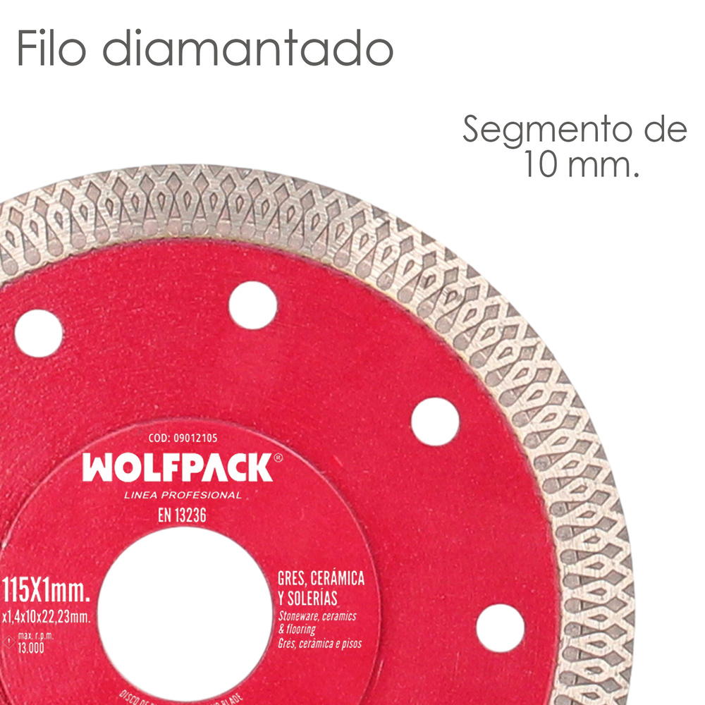 Disco Diamante Ø 115 mm. Porcelanicos, Gres, Ceramica, Solerias. Segmento Diamantado 10 mm. - Imagen 3