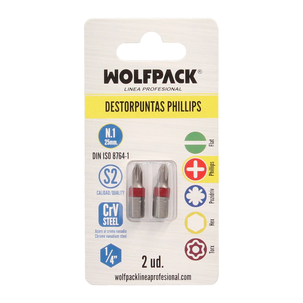 Puntas Largas Destornillador Phillips Nº 1 (2 Piezas). Acero S2 al Cromo Vanadio. Puntas Hexagonales, Destorpuntas, - Imagen 3