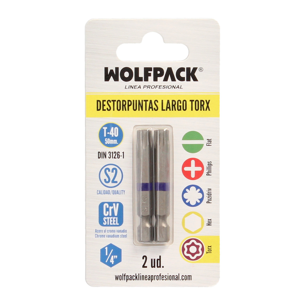 Puntas Largas Destornillador Torx T40 (2 Piezas). Acero S2 al Cromo Vanadio. Puntas Hexagonales, Destorpuntas, - Imagen 3
