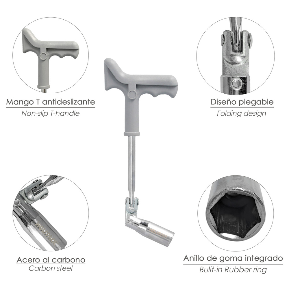 Llave Bujias Articulada 16 mm. Con Mango T - Imagen 3