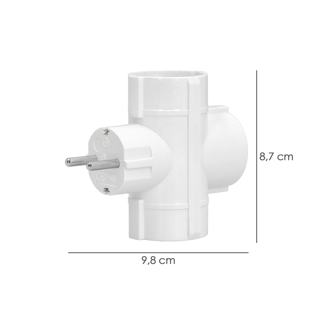 Adaptador Triple Schuko 16 A 250 V. - Imagen 2