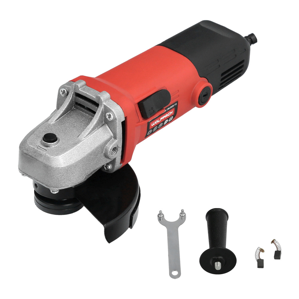 Amoladora 500 Watt. Ø 115 mm. 12.000 R.P.M. Eje M14 Protector Disco Ajustable, Anti arranque