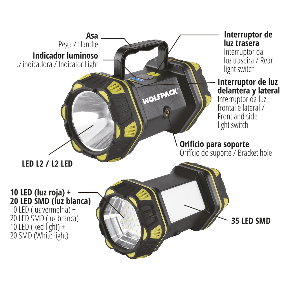 Linterna Led Multiusos 3 En 1 Recargable 400 Lumenes - Imagen 3
