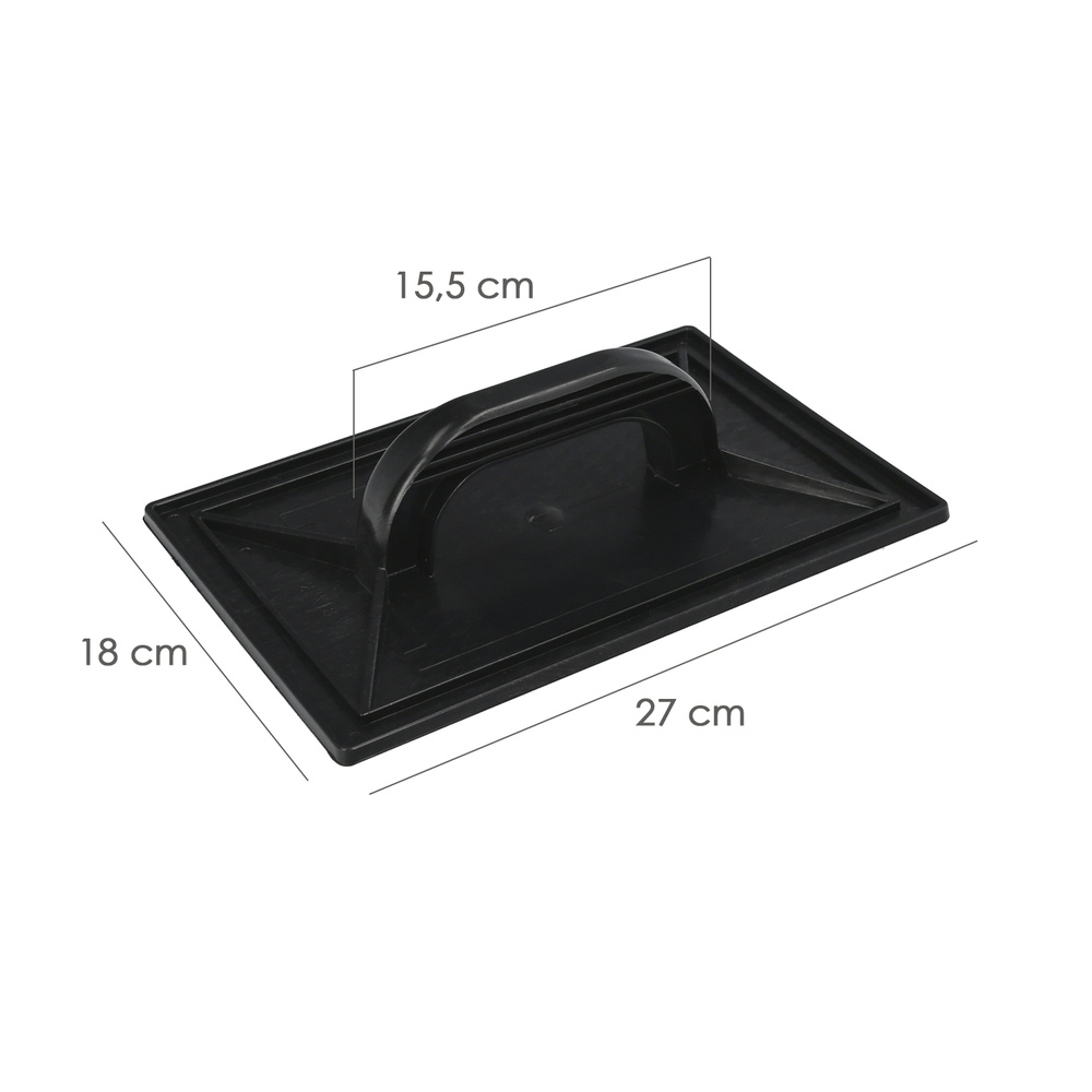 Talocha Plastico 27 x 18 cm. Mango Redondo Negro Con Alveolos - Imagen 2