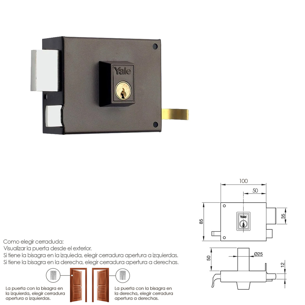 Cerradura Yale 125-a/hpr/10/ Izquierda - Imagen 2