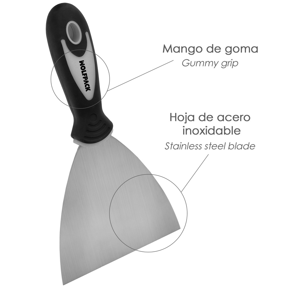 Espatula Acero Inoxidable Ancho 80 mm. Con Mango de Goma Ergonomico, Espatula Pintor, Espatula Masilla, Paletina, Paleta Rascar - Imagen 3