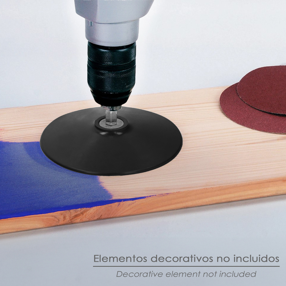 Plato Taladro Nylon Ø 125 mm. Con Espiga Ø 6 mm. Disco Plástico Para Bonete - Imagen 5
