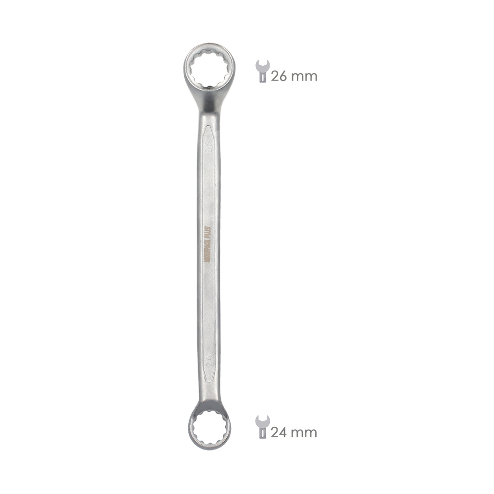 Llave Estrella Acodada Plus Acero Cromo Vanadio 24x26 DIN 838. Llave Doble Boca Acodada, Llave Fija Estrella Acodada - Imagen 2