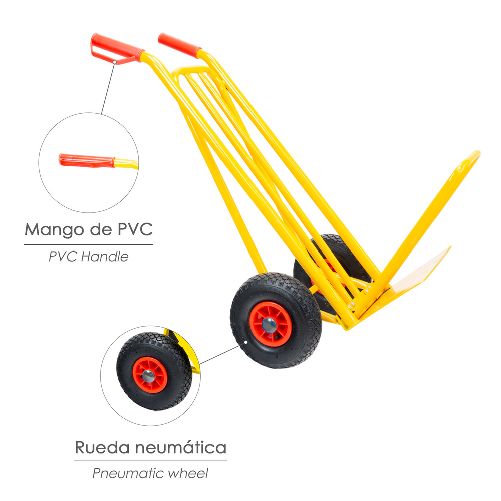 Carretilla Almacen / Sacos Con Pala Abatible Ruedas Neumáticas Llantas de plástico - Imagen 3