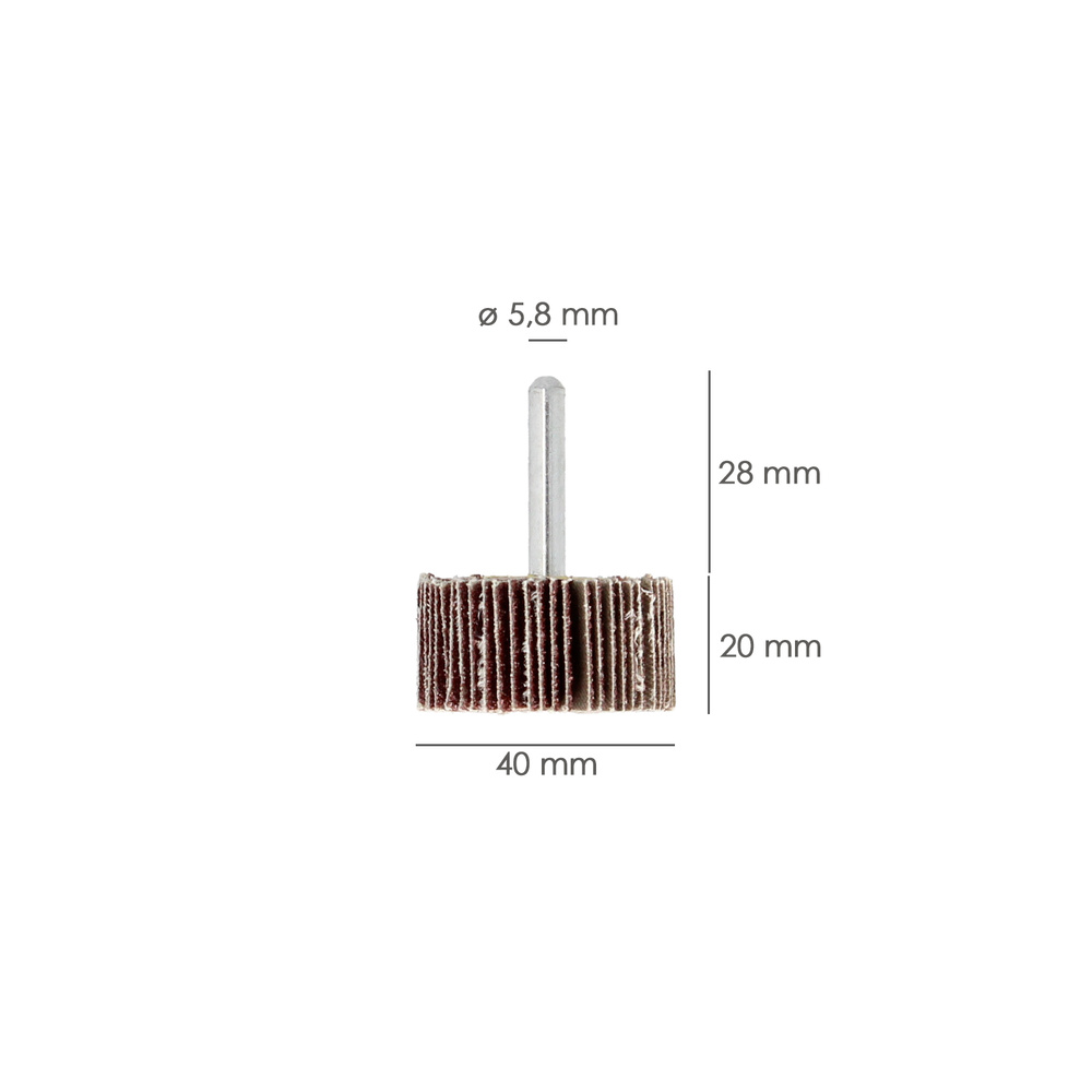 Abanico Lija Grano 80 Medida Ø 40 x 20 mm. Disco Abrasivo Laminas, Ruedas Mil Hojas, Ruedas Abrasivas,Lijado,Desbaste,Pulir - Imagen 2