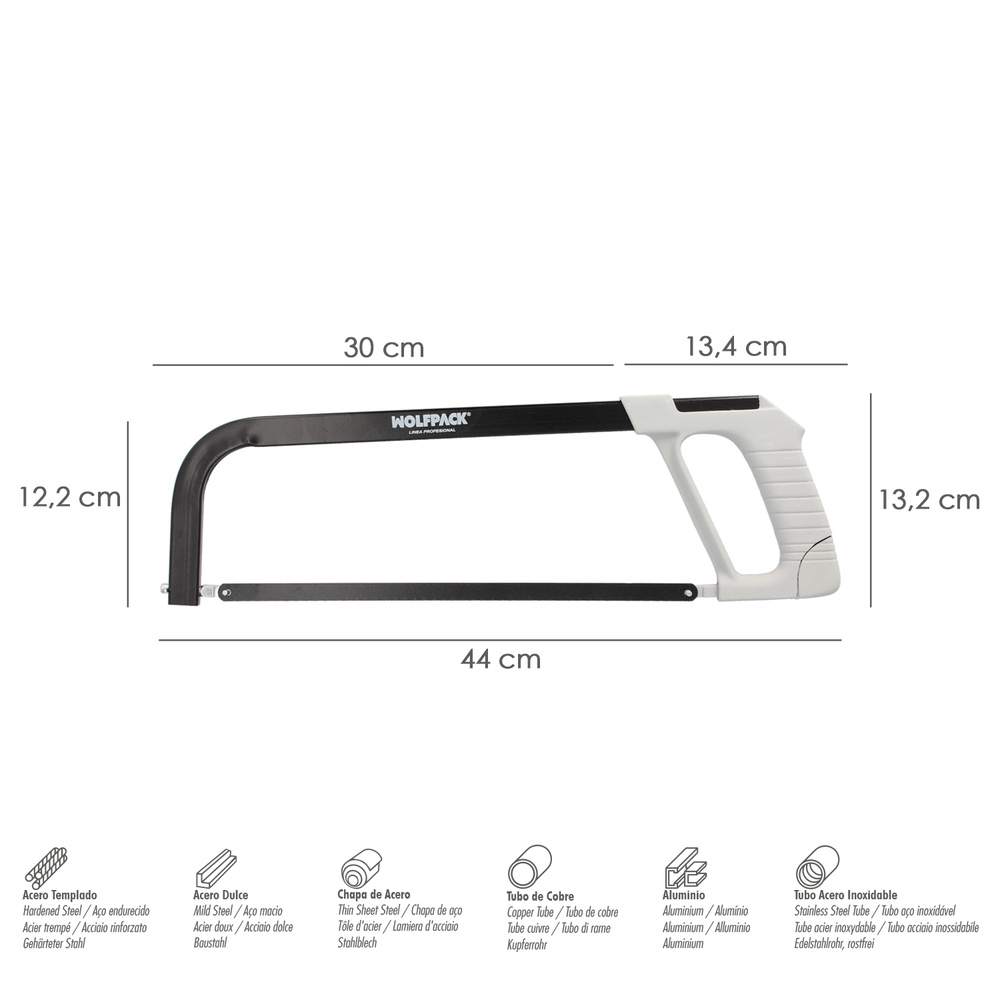 Arco Sierra Acero Con Empuñadura de Aluminio Angulo Corte Ajustable. Corta Acero, Aluminio, Madera, Plastico, Cobre - Imagen 2