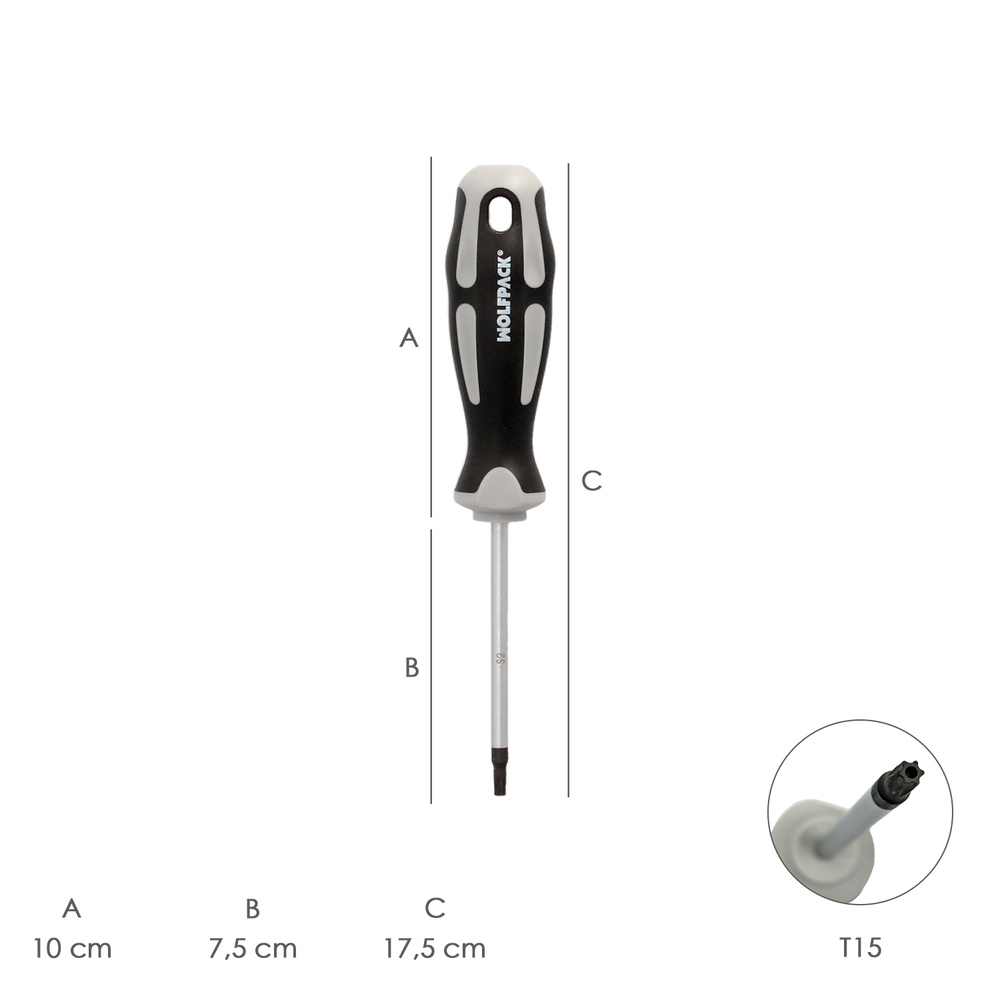 Destornillador Torx Inviolable Acero S2 Mango TPR Bimaterial. Medida T15 x Ø 5,0 x 75 mm. - Imagen 2