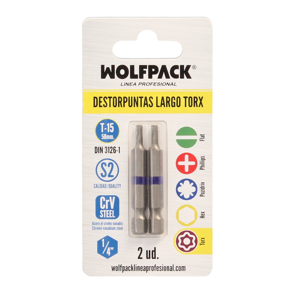 Puntas Largas Destornillador Torx T15 (2 Piezas). Acero S2 al Cromo Vanadio. Puntas Hexagonales, Destorpuntas, - Imagen 3