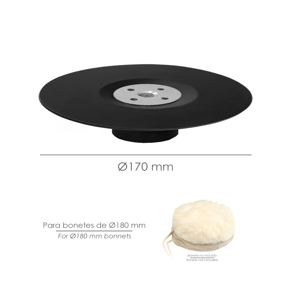 Plato Amoladora Nylon Ø 178 mm. Con Rosca M14. Disco Plástico Para Bonete - Imagen 3