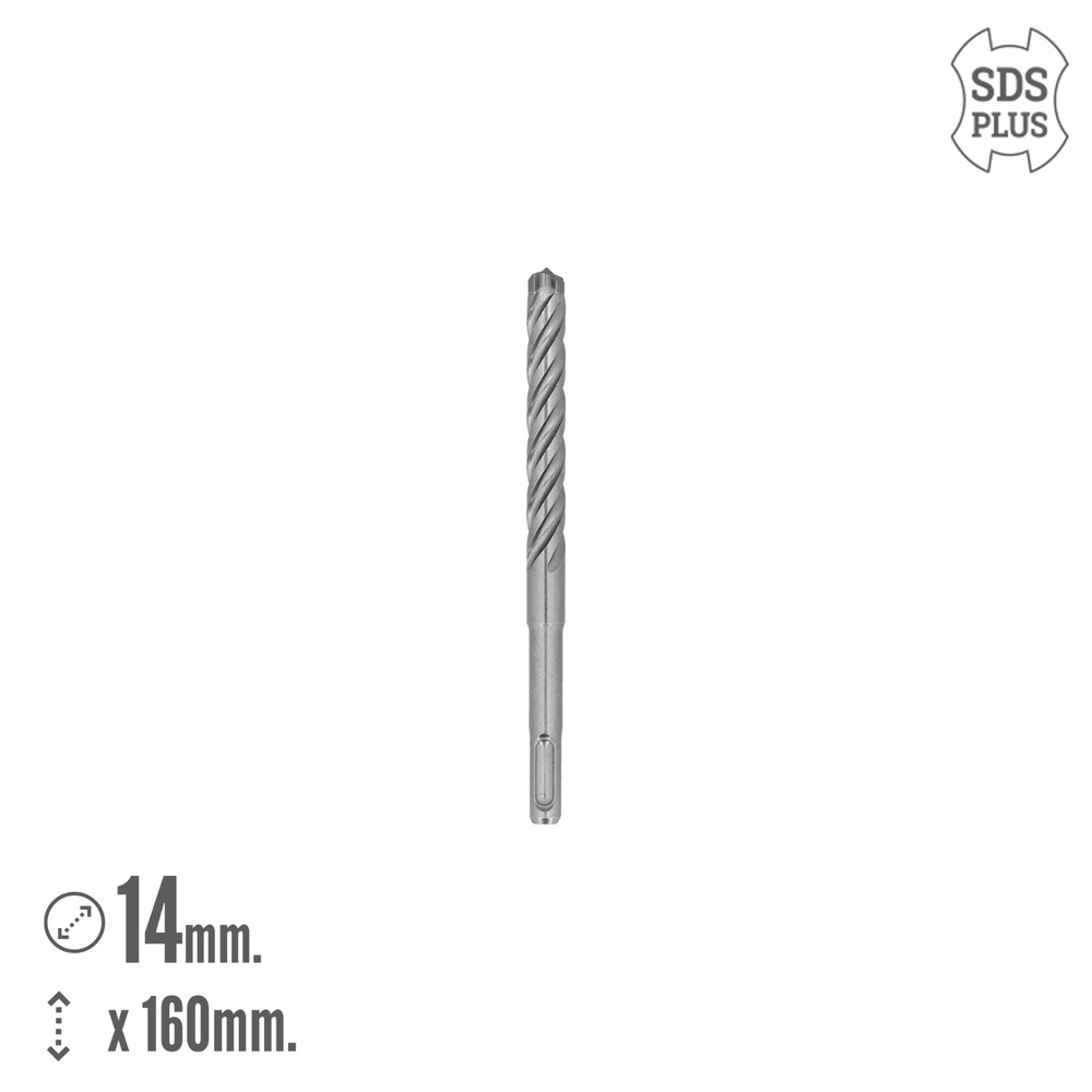Broca Sds Plus 8 Filos Cortantes Especial Para Hormigon Armado Ø 14 x 160 mm. Broca Paredes, Broca Cimientos, Broca Muros - Imagen 2