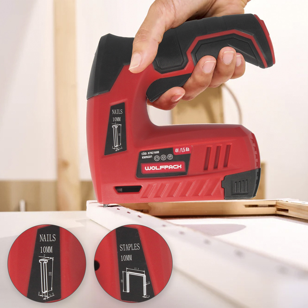 Clavadora Grapadora Recargable, Pistola Grapas y Clavos, Clavadora a Bateria, 1.500 mAh, 40 Grapas Minuto Con Grapas y Clavos - Imagen 5