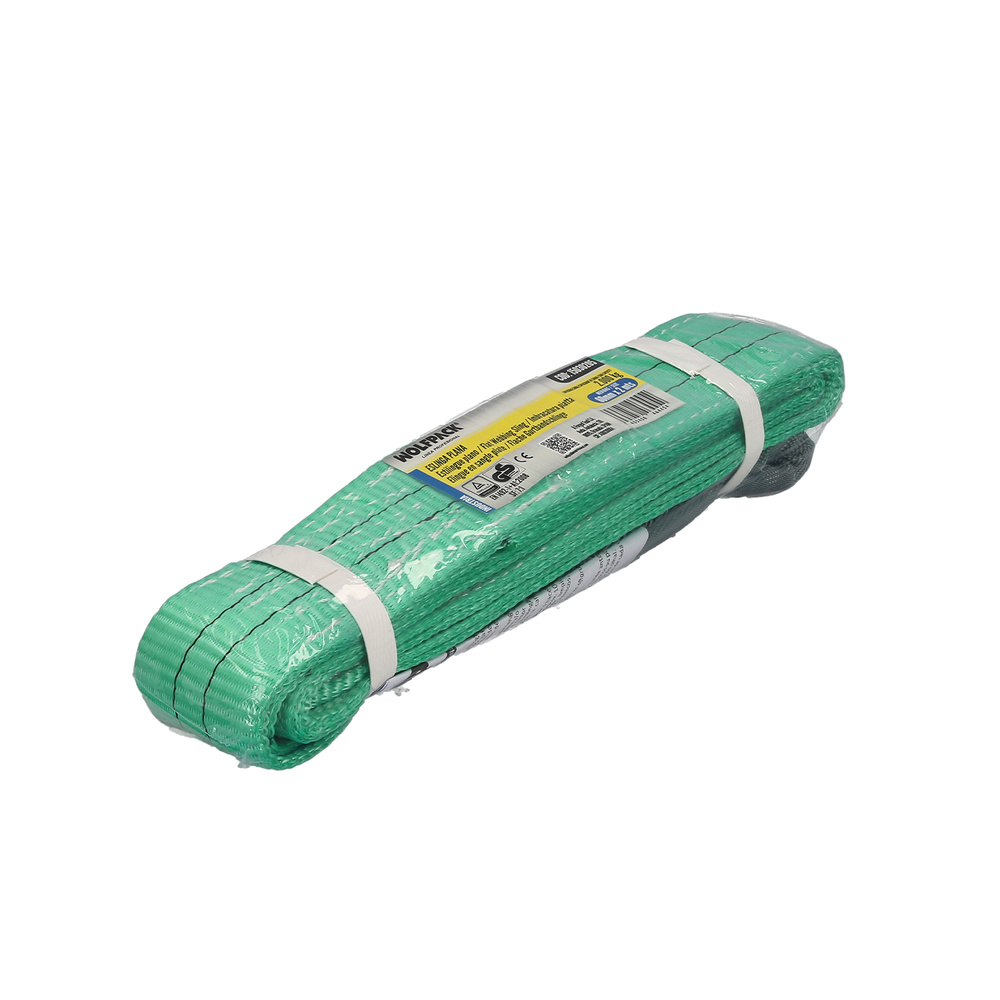 Eslinga Plana Doble Banda 2.000 Kg. Factor Seguridad 7:1, Longitud: 2 Metros Ancho 6 cm. 100% Poliester. Color Verde - Imagen 4