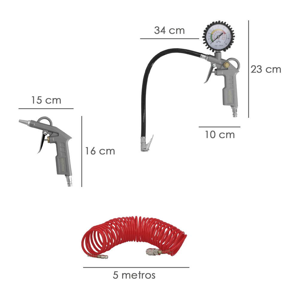 Kit Accesorios Para Compresor 3 Piezas Con Enganche Rapido, Juego de Herramientas Neumaticas Para Compresor. - Imagen 2