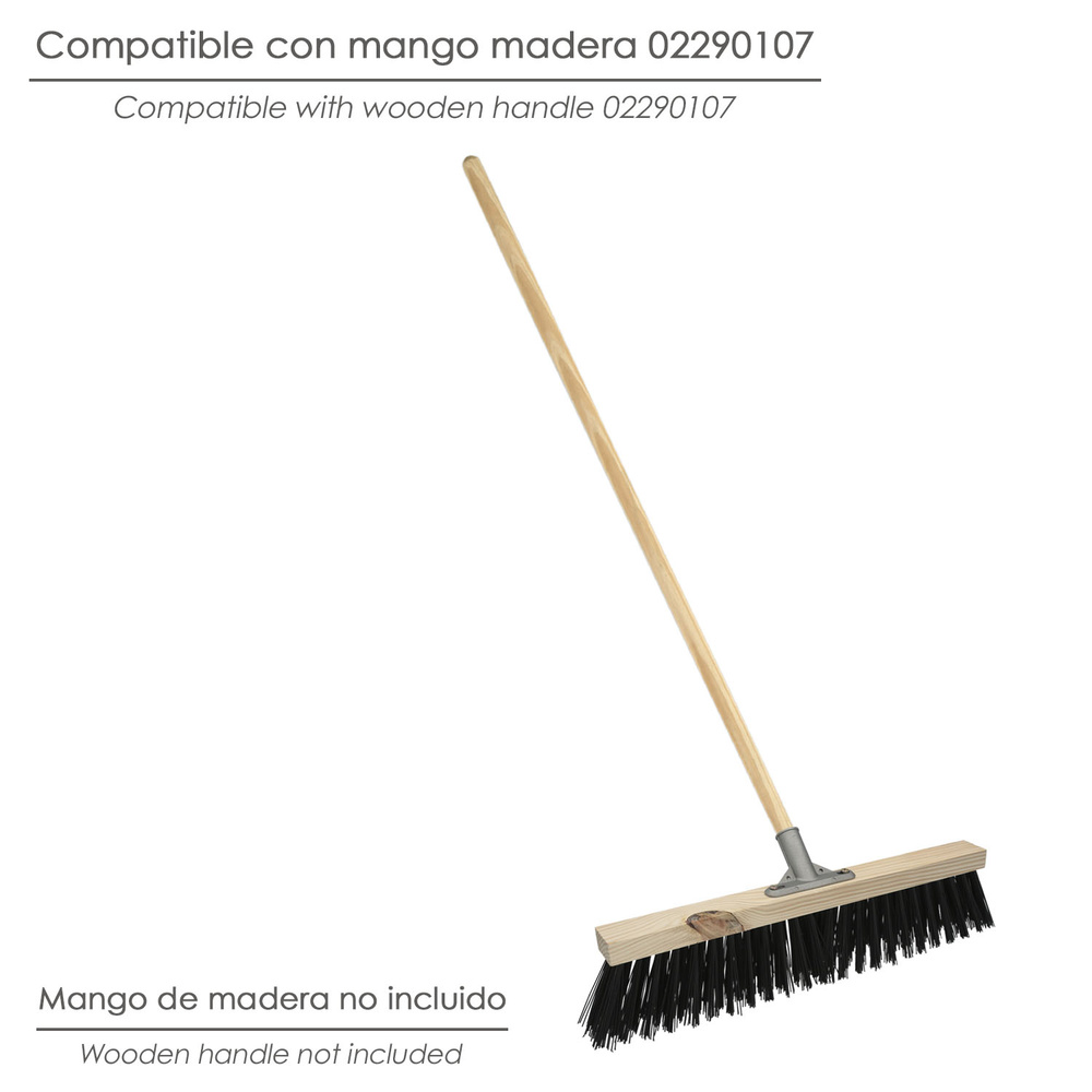 Cepillo Barrendero Industrial Fibra Gruesa Polipropileno. Soporte Madera 50 cm. Garra Aluminio. (Sin Mango) - Imagen 5