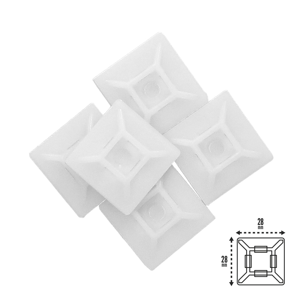 Base Adhesiva Para Bridas 28x28 mm. Blanca Bolsa 100 Unidades - Imagen 2