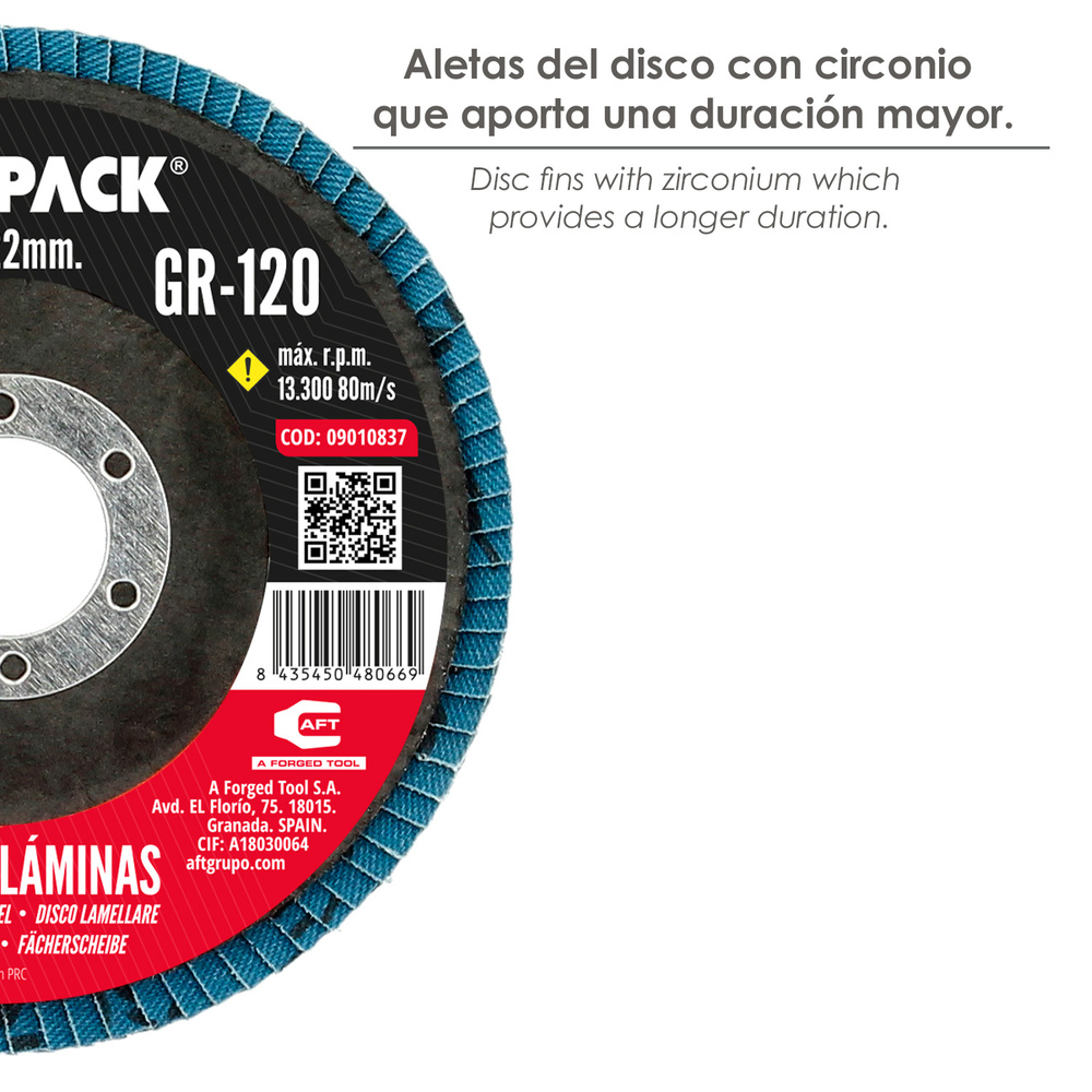 Disco Laminas Lija Circonio Inox - Plus 115x22 mm. Grano 120 - Imagen 4