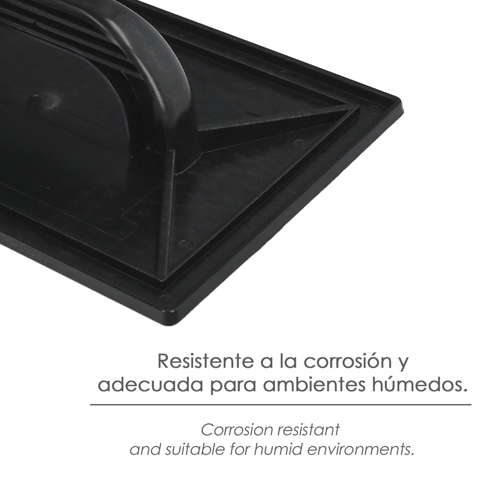Talocha Plastico 34 x 23 cm. Mango Redondo Negro Con Alveolos - Imagen 3