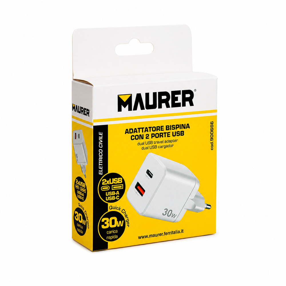 Cargador De Carga Rápida 30 W. Con Doble Puerto USB A y USB C - Imagen 5
