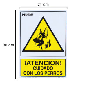Cartel Cuidado Con Los Perros 21x 30 (Alt.) cm.