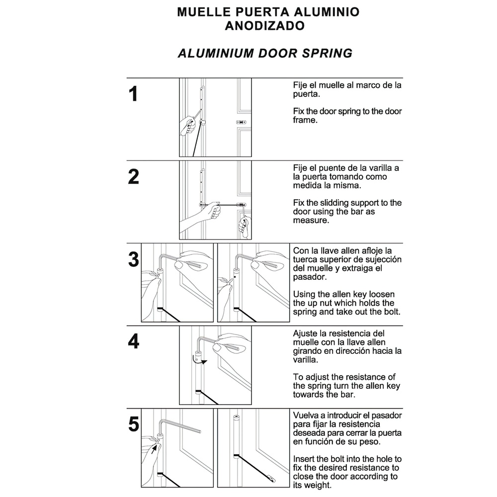 Muelle Puerta Wolfpack Aluminio Anodizado Dorado (Blister 1 Pieza) - Imagen 2