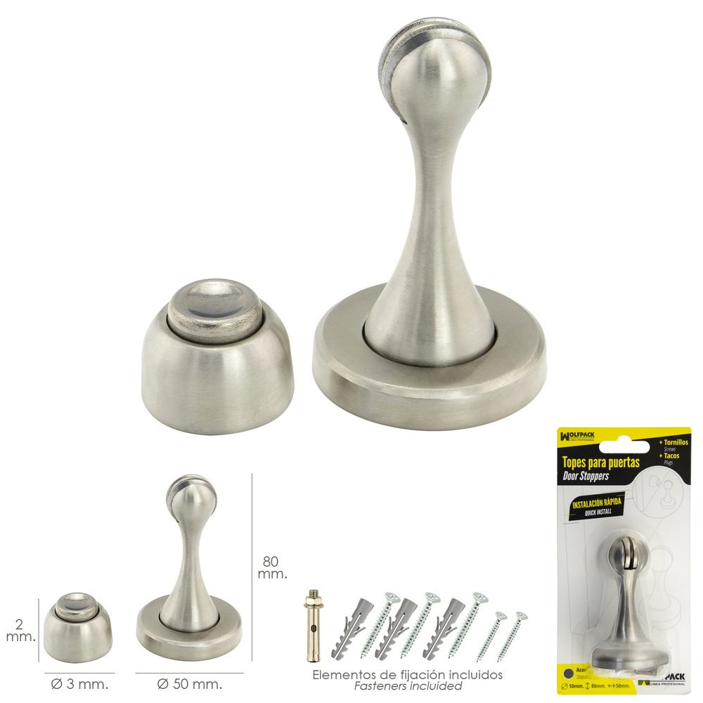 Tope Puerta Retenedor Magnetico Extrafuerte Acero Inoxidable Para Pared y Suelo - Imagen 2