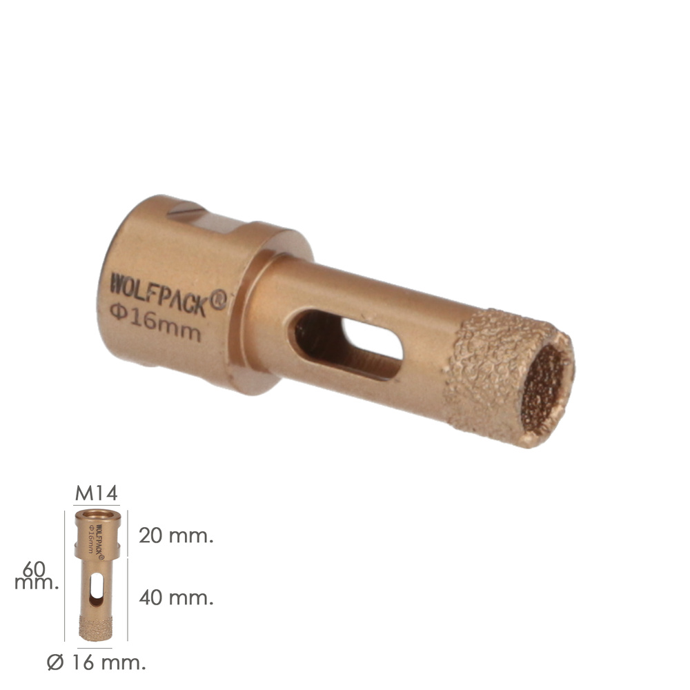 Corona Diamante Para Amoladora Ø 16 mm. Conexión Rosca M14. Corte Seco - Imagen 2