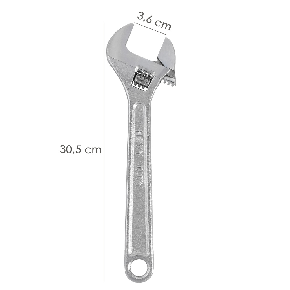 Llave Ajustable Moleta 12" / 300 mm. Llave Inglesa, Llave Apriete, Llave Ajustable - Imagen 2