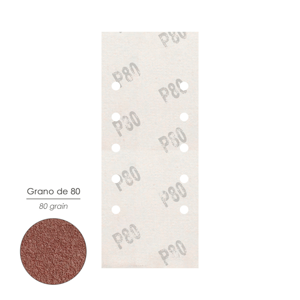Lija Recambio Con Velcro 115x280 mm. con Agujeros Grano 80 (10 Piezas) - Imagen 3