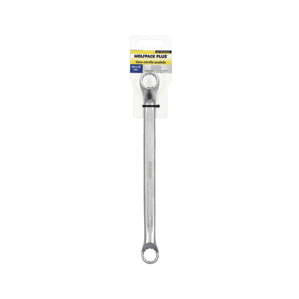 Llave Estrella Acodada Plus Acero Cromo Vanadio 14x15 DIN 838. Llave Doble Boca Acodada, Llave Fija Estrella Acodada - Imagen 3