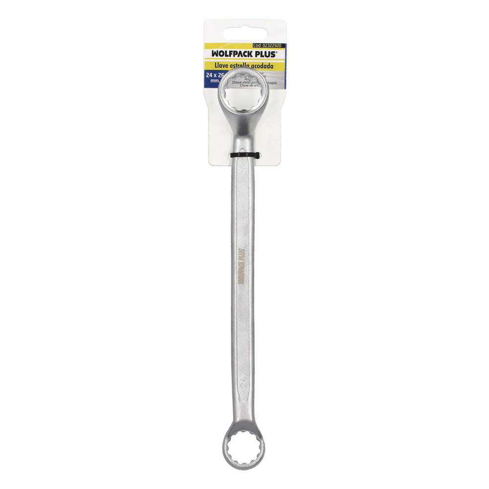 Llave Estrella Acodada Plus Acero Cromo Vanadio 24x26 DIN 838. Llave Doble Boca Acodada, Llave Fija Estrella Acodada - Imagen 3