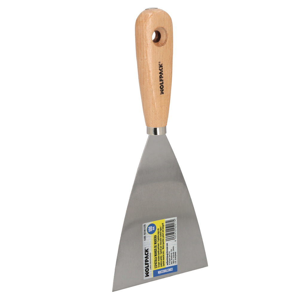 Espatula Mango Madera Hoja Acero 100 mm. Aplicar Yeso, Pintora, Masillas, Pladur, etc.
