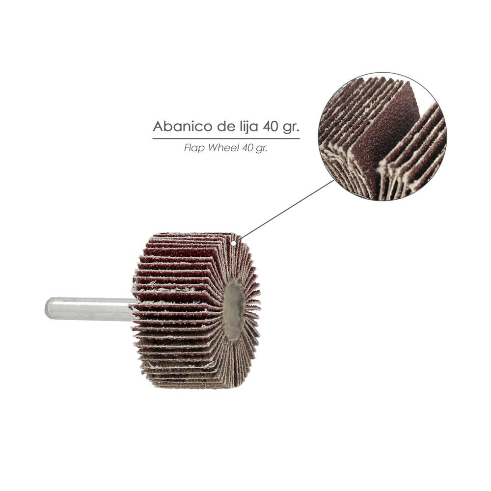 Abanico Lija Grano 40 Medida Ø 40 x 20 mm. Disco Abrasivo Laminas, Ruedas Mil Hojas, Ruedas Abrasivas,Lijado,Desbaste,Pulir - Imagen 3