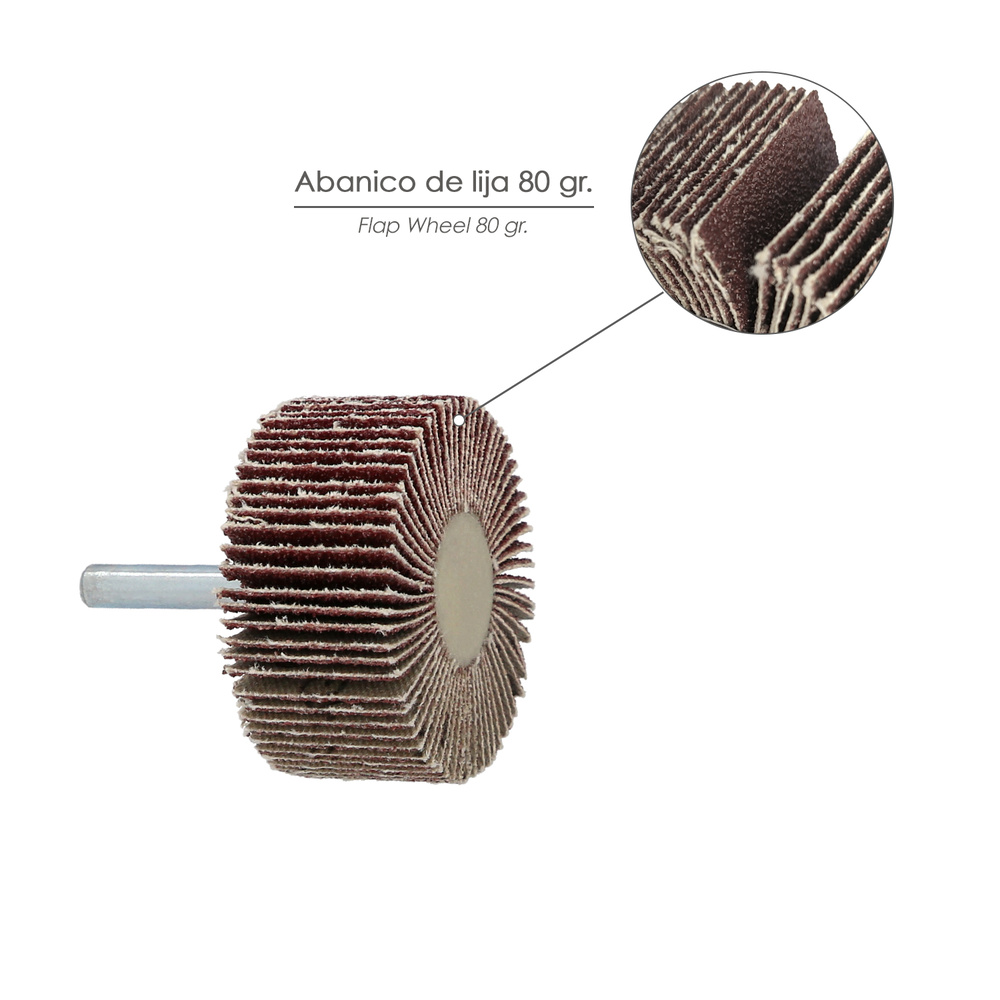 Abanico Lija Grano 80 Medida Ø 50 x 25 mm. Disco Abrasivo Laminas, Ruedas Mil Hojas, Ruedas Abrasivas,Lijado,Desbaste,Pulir - Imagen 3