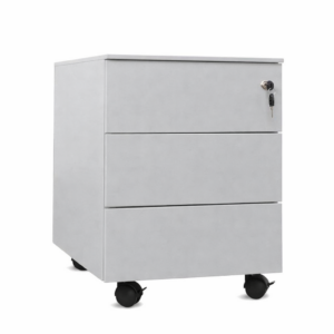 Cajonera metálica OLIMPO 3C, ruedas, 3 cajones, gris ral 7035.