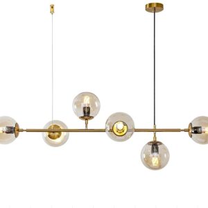 Lámpara ALHENA, colgante, metal, cristal, 6 luces