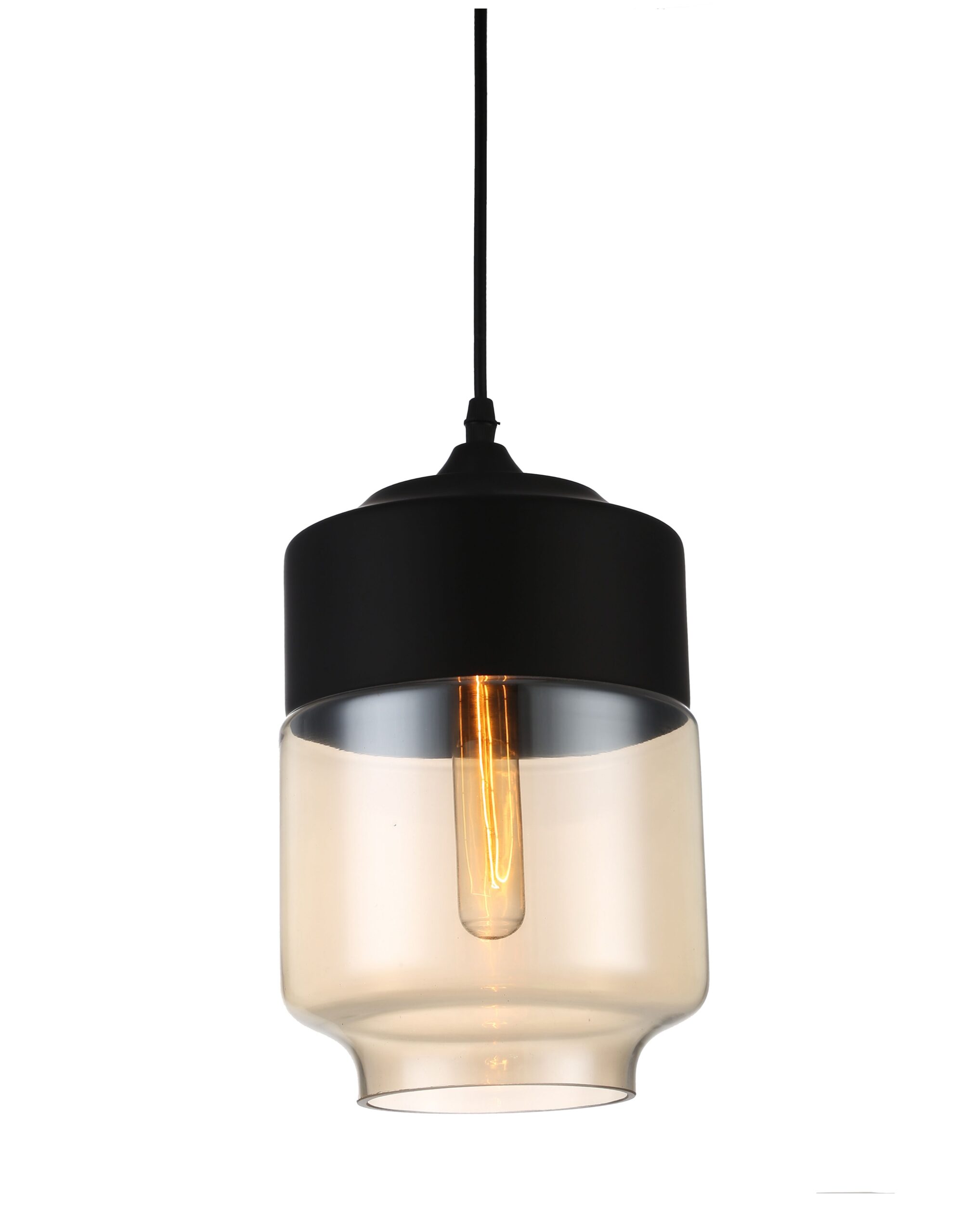 Lámpara LEIRE 3, colgante, cristal negro - cogñac
