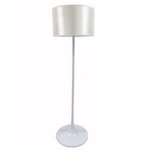 Lámpara LUGANO, pie salón, blanca, pantalla gris claro