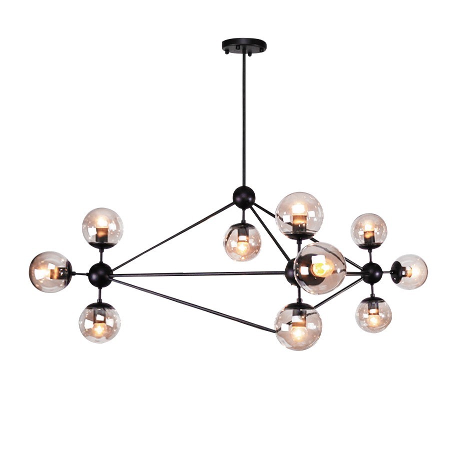 Lámpara MENCIA, colgante, metal negro, 10 luces